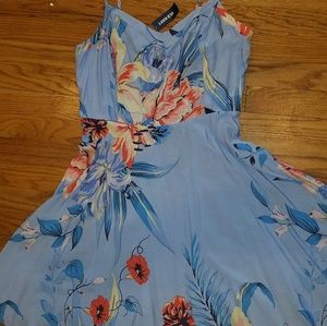 Old Navy Blue Floral Sundress Fit and Flare